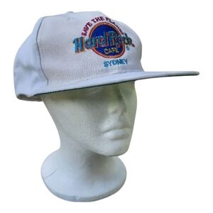 Vintage Hard Rock Cafe "Save The Planet" Sydney White Cotton Embroidered Dad Hat